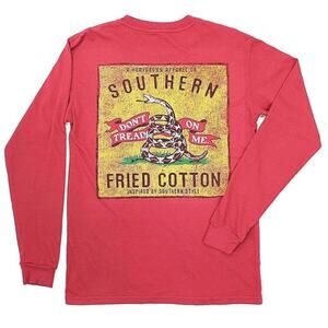 Southern Fried Cotton Graphic Red Long Sleeve Tee